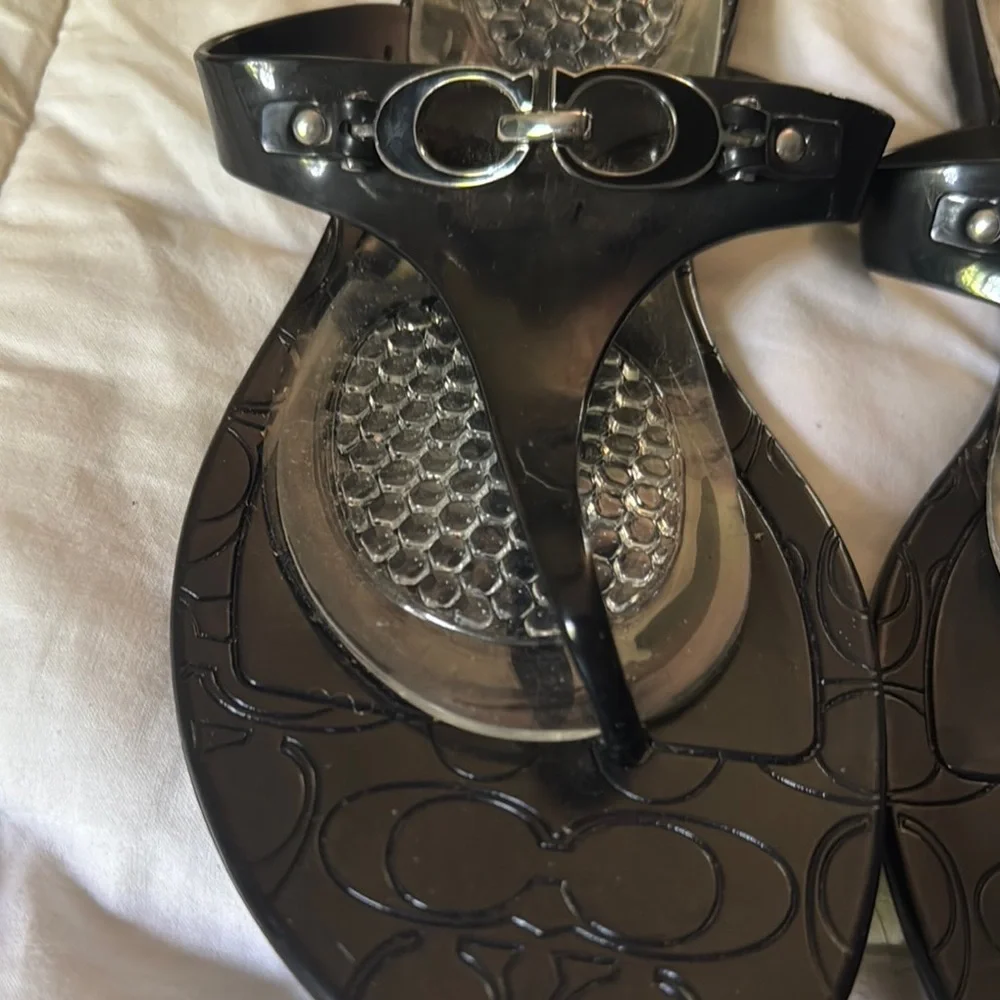 Coach -Elegant Black Sandals with Silver Accents - Picture 4 of 6